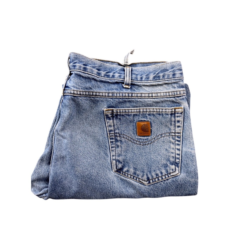 Carhartt Mens Relaxed Fit Denim Jeans Light Wash Blue 42x30 B17 DST Distressed